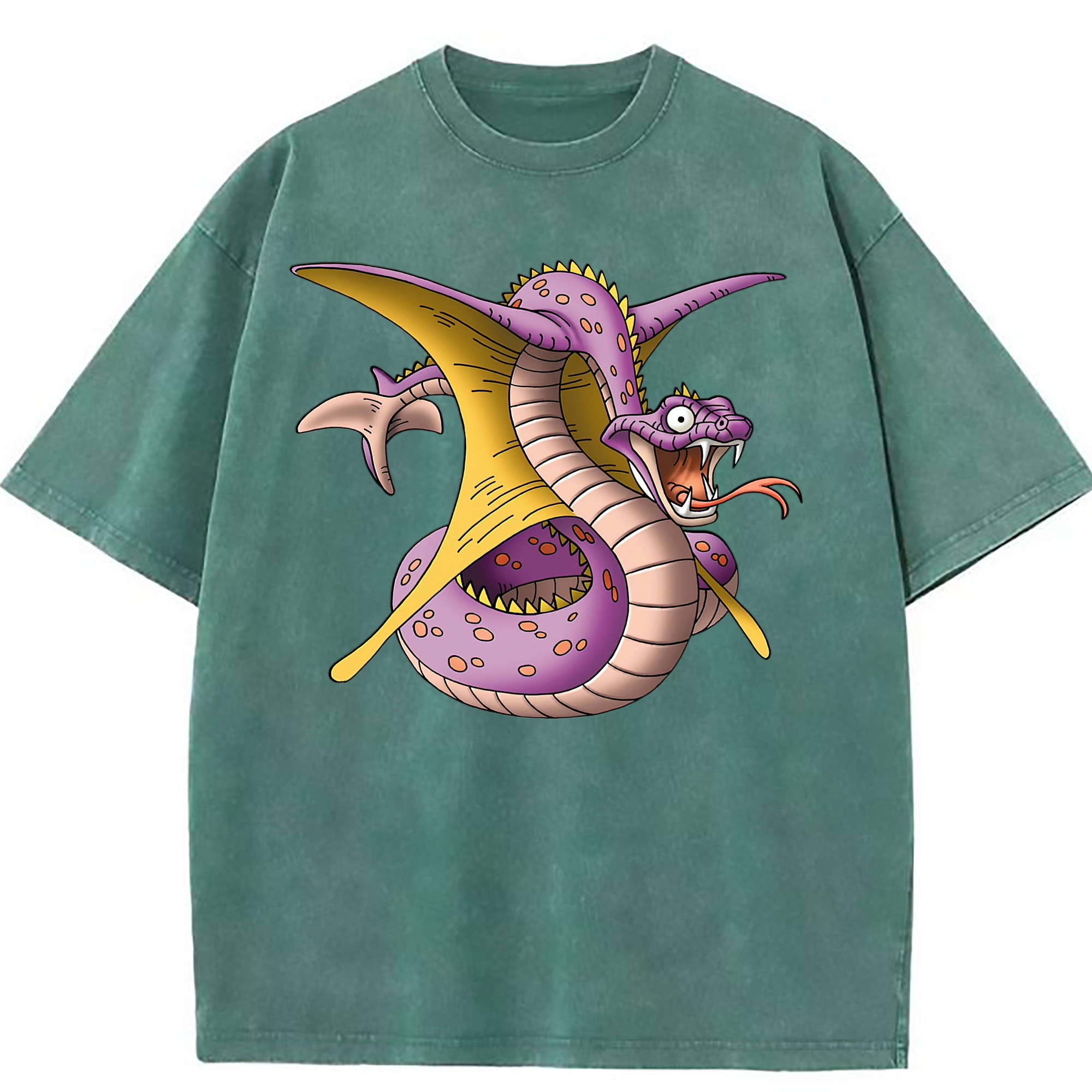 （画像用） ドラゴンクエスト Doragon Kuesuto Dragon Quest 綿100% ヴィンテージ風 半袖Tシャツ（フロントプリント）
